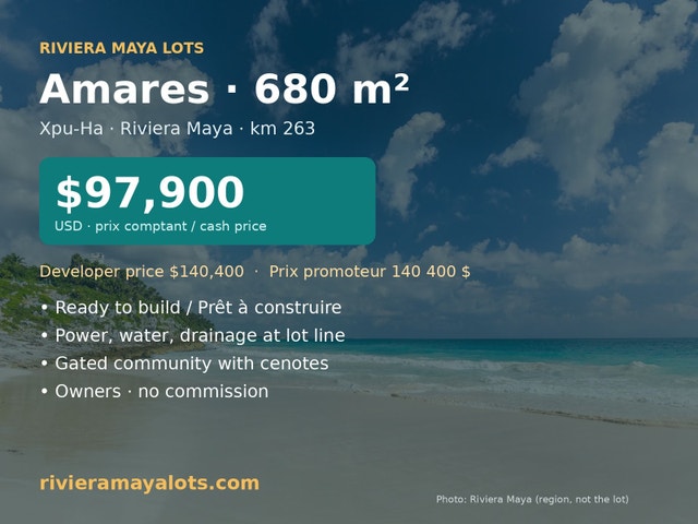 Terrain / Lot 680 m² Riviera Maya, Mexique - 97 900 $ US — photo 1