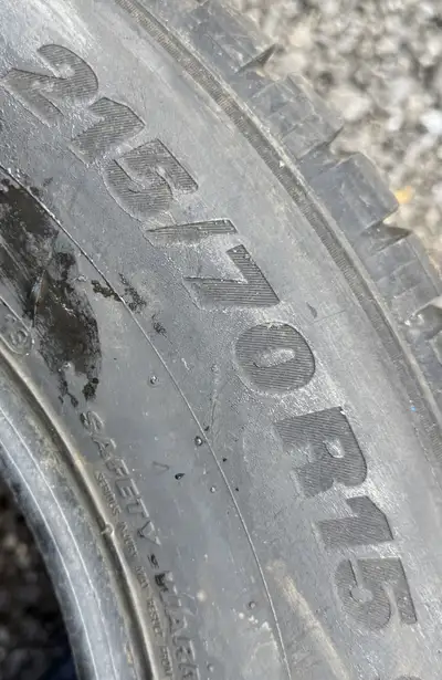 brand. KUMHO size. 215-70-15 they are 2 winter tires please contact me at 16476407817