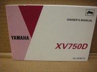 NOS OEM 1992 Yamaha XV 750 Virago owners manual
