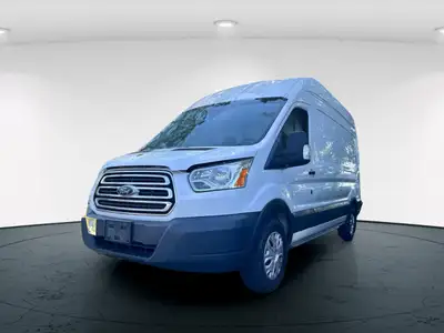 The 2017 Ford Transit Cargo Van in white with an automatic transmission and RWD drivetrain is specif...