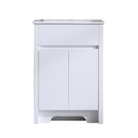 24" Glossy white Freestanding Bathroom Vanity w/ Ceramic top