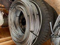 Galvanized steel winch cable lines straps hooks approx 400 feet