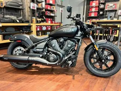 #1 Selling Scout Bobber + Tech in black smoke. IN STOCK & AVAILABLE WITH A $1,000 REBATE! 2025 India...
