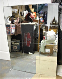 VINTAGE LARGE 1950's BEVELLED PANEL MIRROR - 44 X 32 Inches