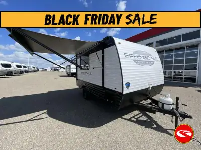 Keystone Springdale Classic Mini travel trailer 1400RE highlights: Queen Bed 10' Power Awning 3.3 Cu...