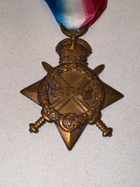 WW1 1914-15 Star Medal named 18780 Pte F Smith  Wilts British