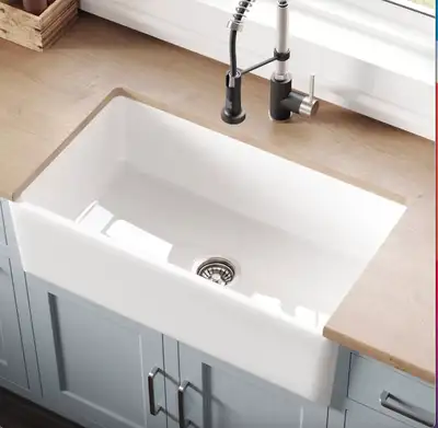 KITCHEN SINKS WHITE SINKS FIRECLAY FARMHOUSE SINKS - $169 No Tax, View more