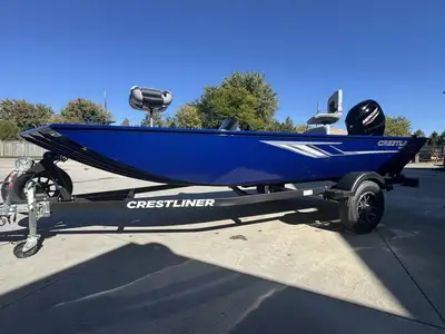 2026 Crestliner 1600 Storm - Powered with Mercury 60ELPT Paint - full Hull Metallic Blue - gray Carp...