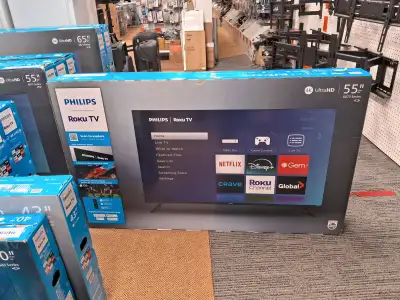 PHILIPS 55" FRAMELESS 4K ULTRA HD SMART ROKU TV, View more