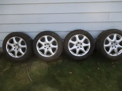 4 Mercedes 17" 5x112 alloys w/ studded Sailun winters 225/55/ 17, View more
