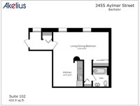 Renovated Akelius studio apartment for rent. Located near Sherbooke in the Milton Park neighborhood,... (image 7)