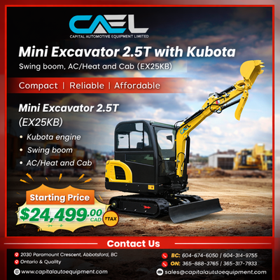 NEW CAEL Excavator 2.5 Ton Kubota Engine certified &Warranty 24,499 Certified • Warranty • Financing...