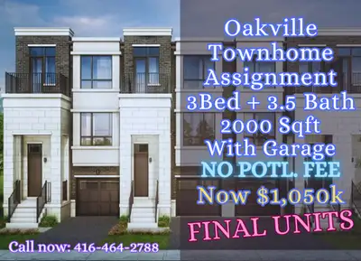 Luxury townhouse in Upper Oakville from the developer's final release—don't miss your last chance! R...