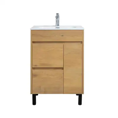 Meuble-Lavabo de Plancher 24po Bois avec comptoir de Céramique, View more