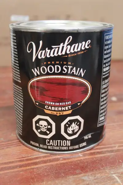 Varathane wood stain. Colour is #257 Cabernet. Brand new, un-opened can. $15 plus HST Available at K...
