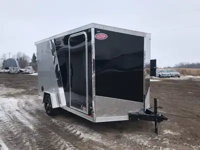IRON LITE SERIES 7' X 12' SINGLE AXLE CARGO TRAILER WITH REAR RAMP DOOR AND 6in. EXTRA HEIGHT! Unloc...