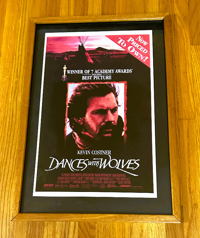 Framed 1990 Dances With Wolves Movie Poster in Arts & Collectibles in Calgary