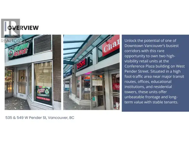 535-549 W PENDER STREET Vancouver, British Columbia in Commercial & Office Space for Sale in Vancouver - Image 3
