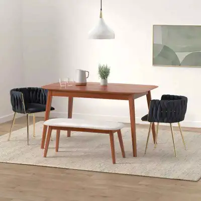  Set of 4 Black Velvet Upholstered Dining Chairs, View more