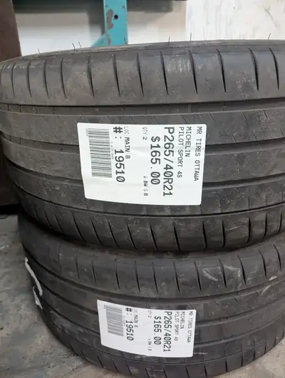 PAIR OF 2X P265/40R21 265/40/21 MICHELIN PILOT SPORT 4S ( ALL SEASON ) TAG # 19510 Used tires in exc...