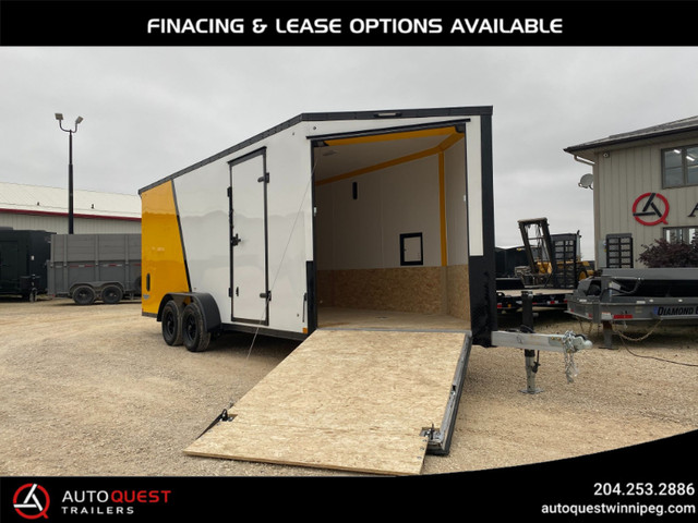 2023 Stealth Trailers 7' x 23' V-Nose Front Snowmobile Ramp Door in Cargo & Utility Trailers in Regina