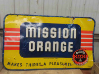 Mission Orange Metal Embossed Sign - multi color 35" x 58"