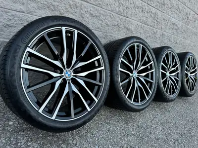 Continental Premium Contact 6 Summer Tires and original 22 inch BMW X5 / X6 "Style 742M" Staggered T...