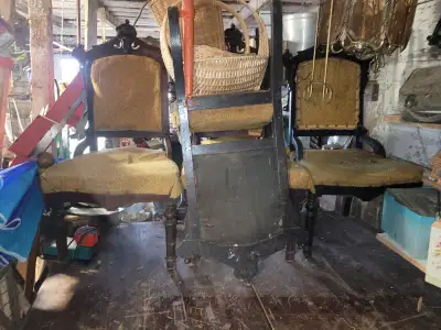 1890s chairs come with 3ft x 5ft antique dining room table, View more