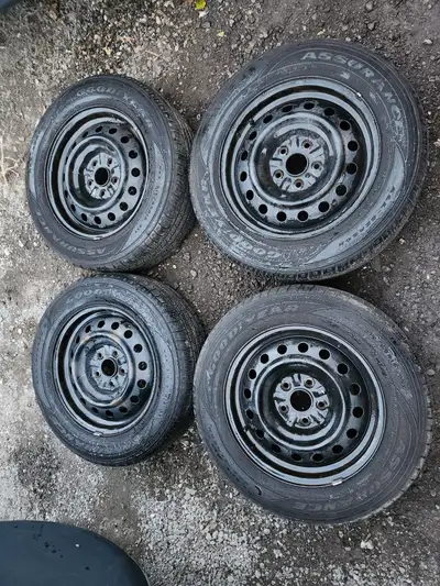 WHEELS 16" Steel Rims Off of a 2011 Toyota Camry (fits many others, 5x114.3) TIRES 215 60 16 Goodyea...