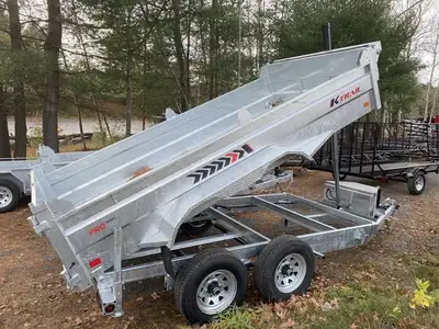 K-Trail Galvanized Dump trailer 72in. x 144' 5 Ton 2 x 5200 lbs Dexter axles, Aluminum box with batt...