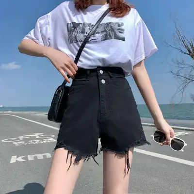 Denim Shorts For Women Summer High-waisted A-line Design, View more