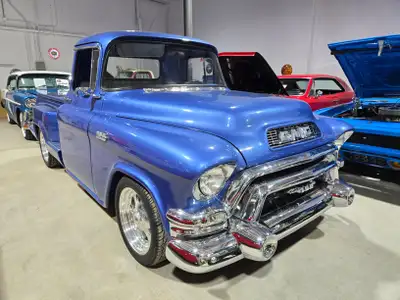 1955 GMC 3100. Nice custom truck with a more modern step side box off an OBS Chev that pairs well an...