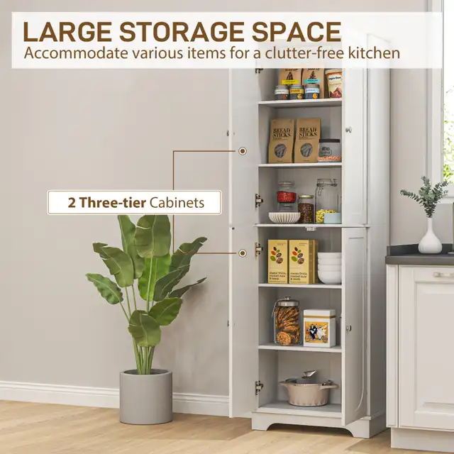 72" Tall Pantry Cabinet, Kitchen Pantry Cabinet with Adjustable in Home Décor & Accents in City of Toronto - Image 5