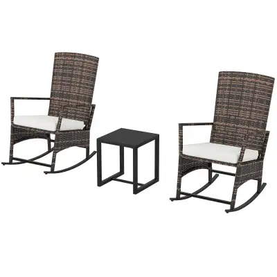 3 Piece Rocking Bistro Set, Wicker Patio Furniture with 3-Level, View more
