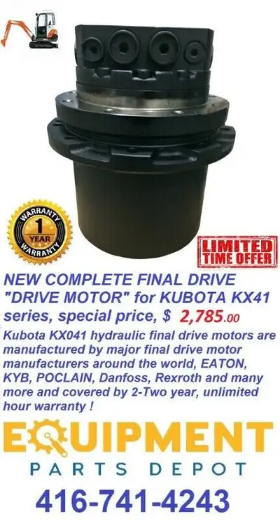 New Complete Final Drive Motor for Kubota KX41- series, Our Drive Motors are manufactured by major O...