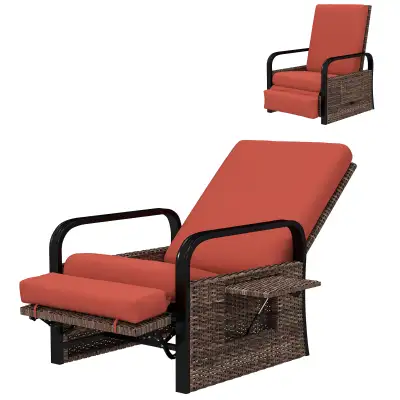Wicker Outdoor Recliner Chair, Reclining Lounge Chair with Adjus, View more