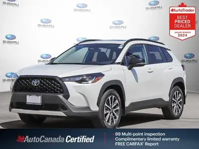 New Price! Odometer is 10048 kilometers below market average! White 2025 Toyota Corolla Cross LE SUN...