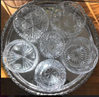 American Cut Glass Crystal COLLECTION, Silver Tray, MORE