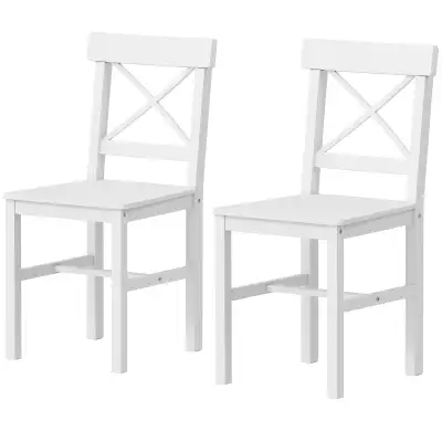 Wooden Dining Chairs Set of 2, Kitchen Chairs with Cross Back, S, View more