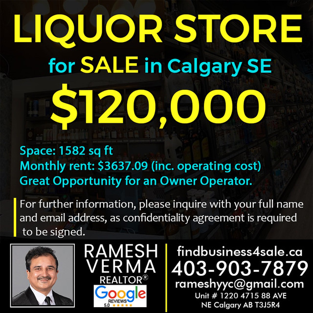 Liquor Store for Sale in Calgary SE in Other Business & Industrial in Calgary