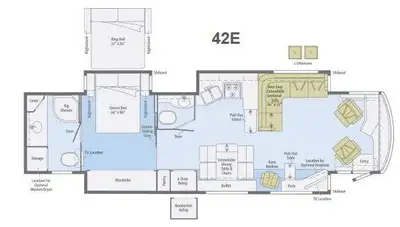 Journey Class A Diesel Coach by Winnebago w/1-1/2 Baths, Rear Full Bath w/Big Shower, Vanity w/Sink,...