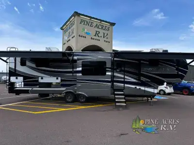 Keystone Montana fifth wheel 3795FK highlights: Front Raised Kitchen Rear Full Bath King Bed Firepla...