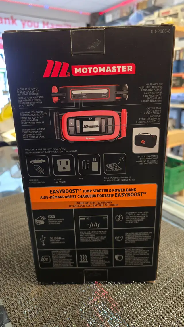 MotoMaster EasyBoost™ Jump Starter & Power Bank, 1350A (NIB) in Other in Hamilton - Image 3