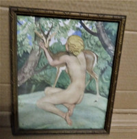 PRINT - Vintage  Nude Print in Wooden Frame