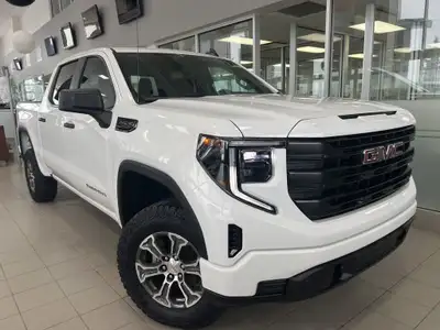 AMVIC Licensed Dealer The 2025 GMC Sierra 1500 Crew Cab Short Box Pro in Summit White with a Jet Bla...