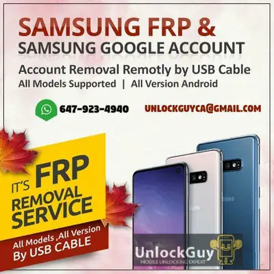 Google lock or Samsung lock removal service Android 15/16, View more