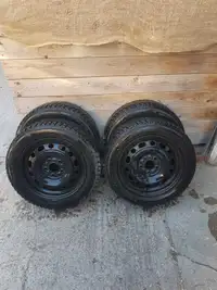 205 55 16   STUDDED WINTER TIRES on MAZDA 5 METAL RIMS