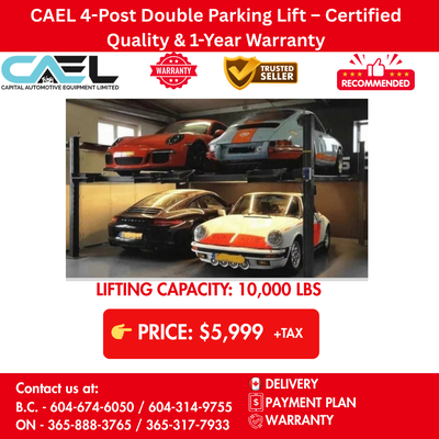 New CAEL 4-Post Double Parking Storage Lift Certified & Warranty &Finance $5,999 CAEL Certified 4-Po...