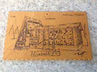 Carte postale en bois sculpteur Denys Heppell artisanat Disraéli