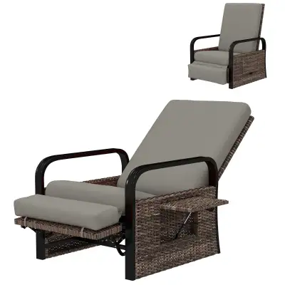 Wicker Outdoor Recliner Chair, Reclining Lounge Chair with Adjus, View more